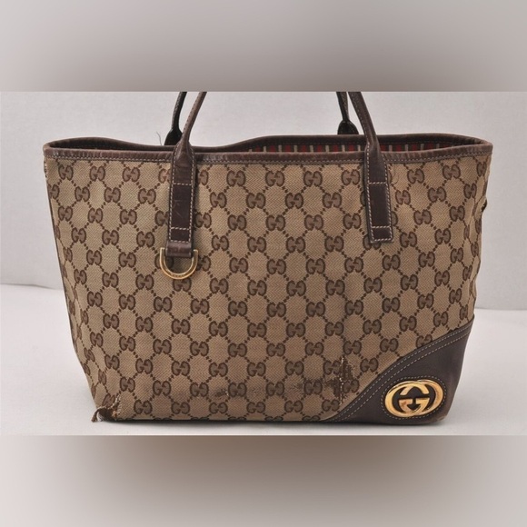 Gucci Handbags - Authentic GUCCI  Britt Tote Bag GG Canvas Leather